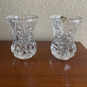 Vintage Set of Two 3 7/8” Crystal Bud Vases